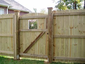 TreatedPineBoardToBoardArchedWalkGateWithaWindow